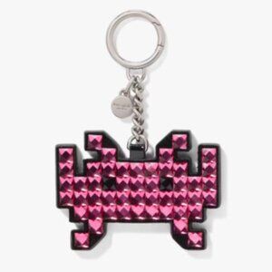 NEW Kate Spade New York X Space Invaders Embellished Keyring Bag Charm, Pink NWT